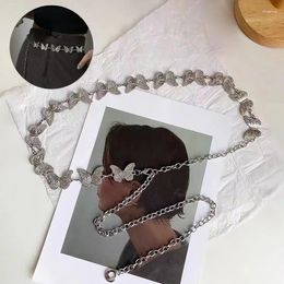 Belts Personality Silver Butterfly Waist Chain For Women Girl Simple Punk Metal Belly Body Waistband