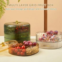 Plates Multi-Layer Dividing Fruit Tray Melon Seeds Nuts Year Goods Storage Transparent Cover Double Layer Box