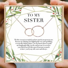 Pendant Necklaces Friendship Necklace For Sister Double Circle Chain Women Birthday Jewellery Gift