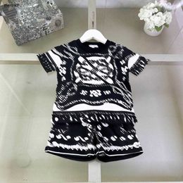 Luxury baby tracksuits girls summer suit kids designer clothes Size 90-150 CM Symmetric pattern full print Short sleeved T-shirt and shorts 24May