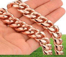 Chic Miami Cuban Chains For Men Hip Hop Jewellery Rose Gold Colour Thick Stainless Steel Wide Big Chunky Necklace Gift83966534290830