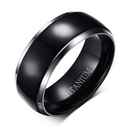 8mm Titanium Rings for Men Women Black Dome Two Tone Glossy High Polish Wedding Band Size 6138727102