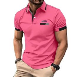 Summer mens Tshirt polo shirt lapel gradient pattern print flower street short sleeve printed clothing 240422