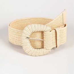 Belts Wide Pin Buckle Bohemian Braided Solid Colour Skirt Accessories PP Grass Girdle Waistband