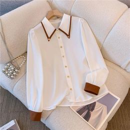 Women's Blouses Korean Fashion Women Shirts White 2024 Elegant Summer Long Sleeve Tops Mujer Clothes Office Ladies Basic Shirt Work Y2k