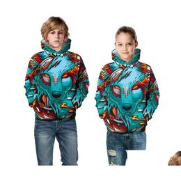Family Matching Outfits Childrens Clothing Big Kids Fall/Winter Cute Dog Digital Print Hooded Sweater Boys And Girls Jackets Drop De Dhtyj
