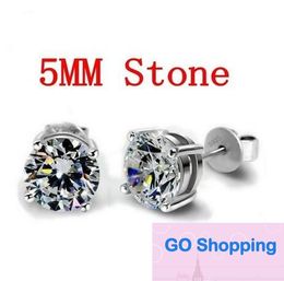 Diamond Stud Earring 100% Real 925 Sterling Silver Party Wedding Earrings for Women Men Engagement Jewelry