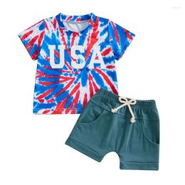 Clothing Sets Pudcoco Baby Boys Shorts Set Short Sleeve Letters Print T-shirt With Elastic Waist Summer Outfit For 4th Of July 0-3T