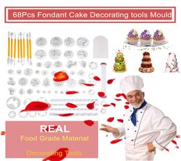 New 68pcs Cake Baking Cookie Mould Fondant Sugar Craft Icing Plunger Paste Cutters Tools Cake Decorating Flower Patterns Clay Model2828509