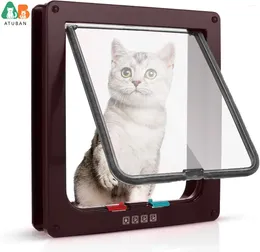 Cat Carriers ATUBAN Door Flap 4-Way Locking For Interior Exterior Doors Weatherproof Pet Cat/ Thin Wall