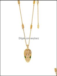 Necklaces Pendants Jewelryfashion Green Crystal Head Pendant Necklace Suitable For Ladies Wedding Jewellery Drop Delivery 206960335
