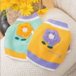 Dog Apparel Autumn And Winter Three-Dimensional Towel Flowers Puppy Sweater Cat Feet Knitted Wweater Small Puppies Pet Clothes