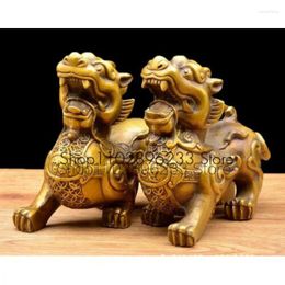 Decorative Figurines Pair Feng Shui Chinese Classical Bronze Pi Xiu Statue Evil Guardian
