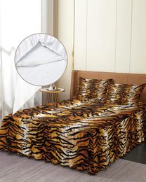 Bed Skirt Skin Tiger Brown Elastic Fitted Bedspread With Pillowcases Protector Mattress Cover Bedding Set Sheet