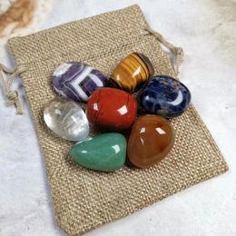 Decorative Figurines 1 Bag 7Pcs Natural Crystal Real Tumbled Stone Energy Quartz Amethyst For Meditation Spiritual Healing Witch 7 Chakra