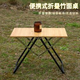 Outdoor Portable Set Up Stall Leisure Bamboo Surface Camping Folding Table