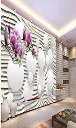 Purple Magnolia Flower Striped 3D TV Wall mural 3d wallpaper 3d wall papers for tv backdrop3429898