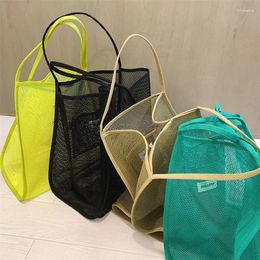 Shopping Bags Women 2024 Ins Wind Transparent Mesh Single Shoulder Bag Fashionable Lightweight All-match Beach Net