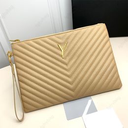 Women's clutch bag Luxury handbags High quality imported leather document case zipper bag card holder designer wallet Casual men's bag Medium litchi grain leather bag