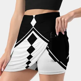 Skirts Monochrome Geometric Diamonds Women's Skirt With Hide Pocket Tennis Golf Badminton Running Black