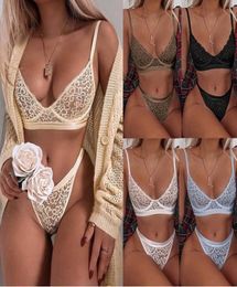 Women Sexy Lingerie Lace Bra GString Sets Ladies Sexy Underwear Suits See Through Sleepwear Nightswear Three Point Type Underwear7072573