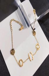 18 K Gold Chain Bracelets Family Love Stainless steel Flower Pendants Men Women Lovers Gift Wristband Cuff Chain Wedding Jewelry L6715347