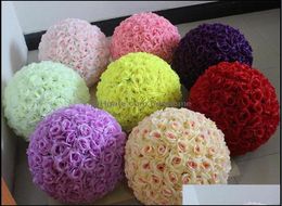 Kissing Balls 624 Inch1560Cm Wedding Silk Pomander Flower Ball Artificial Encryption Styles For Party Home Decoration Drop Del6889789