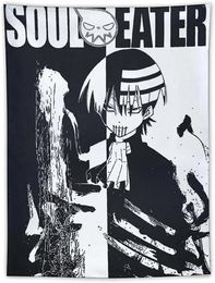 Tapestries Soul Eater Anime Poster The Kid Black And White Wall Art Painting Polyester Gift Living Room Prints Bedroom
