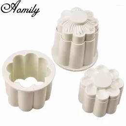 Baking Moulds Aomily 2Pcs/Set Flowers 3D Cookies Fondant Cutter Homemade Cake Pastry DIY Embossed Chocolate Biscuit Mold Decorating