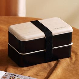 Dinnerware Microwave Double Layer Lunch Box Wooden Portable Bento Picnic Container Adult Kids Dinner Fruirt Snack