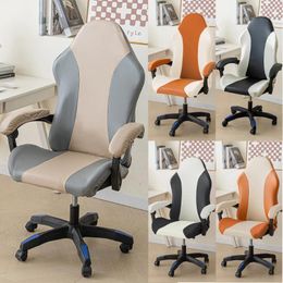 Chair Covers Color Matching PU Leather Cover Waterproof Washable Gaming Esports Swivel Office Computer Chairs Slipcover