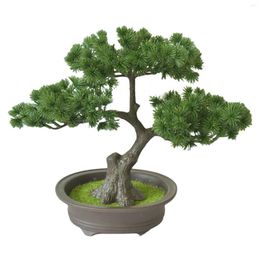 Decorative Flowers Welcoming Pine Potted Art Gift Yard Simulation Plants Artificial Bonsai Tree Garden Ornaments Office Desktop Display Home