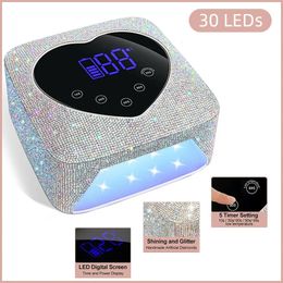 Rechargeable UV LED Nail Lamp Professional Cordless UV Nail Dryer With Diamonds Elements Gel Polish Lamp Machine for Manicure 240507