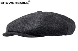 SHOWER Brand Wool Newsboy Caps Men Grey Herringbone Flat Caps Women Coffee British Gatsby Cap Autumn Winter Woolen Hats9357805