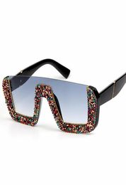 Fashion Diamond Sequin Sunglasses Rhinestone Square Eyeglasses Big Frame Eyewear For Women Outdoor Driving Holiday5474601