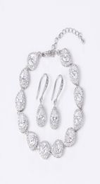 Earrings Necklace WEIMANJINGDIAN Teardrop Cubic Zirconia CZ Crystal Wedding Bracelet And Earring Bridal Jewelry Set Bridesmaid G6217052