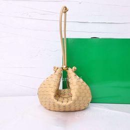 Handle Quality Woven Lady Shoulder Handbag Bag Tote New Bags Style Hand Turn Underarm Single 2024 Half Round Top BottegVenet Small Golden Ball Women's PE9R