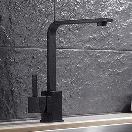 Kitchen Faucets Vidric Faucet And Cold Polished Oil Bubbed Black Brass Swivel Basin Sinks 360 Degree Rotating Mixer Tap