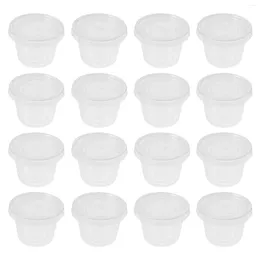 Disposable Cups Straws 100 Pcs Sauce Cup Glass Plastic Verrines With Lid Mug Dishes Bowl Small Container Clear Condiment Portion Jelly