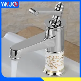 Bathroom Sink Faucets Modern Basin Faucet Gold Ceramic Brass Chrome Polished And Cold Water Mixer Tap Single Handle