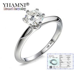 With Certificate Luxury 6mm 1 Carat Sona Diamond Wedding Ring 18K Gold Rings For Women Fine Jewelry Gift9071769