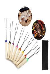 Kitchen Tools 32Inch Barbecue Fork Stainless Steel Marshmallow Roasting Stick Telescoping Smores Skewer For Dog BBQ Picnic Cam6587703