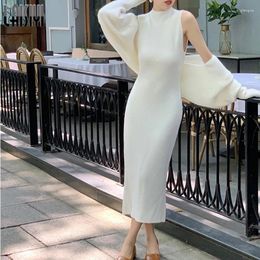 Work Dresses LAISIYI Autumn Winter Suits To Dress Women's Outfits White Cardigan Sweater Elastic Slim Knitted Two Piece Set