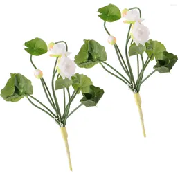 Decorative Flowers 2 Pcs Flower Branch Artificial Lotus Bride Arrangement Green Decor Silk Cloth Home