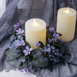 Decorative Flowers Artificial Greenery Wreath For Candlestick Fake Leaves 25cm Candle Ring Garland Wedding Party Christams Table Decorations