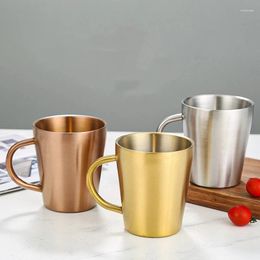 Cups Saucers Stainless Steel Shatterproof Coffee Tea Cup With Handle Insulation Anti-Scalding Water Wine Glasses Drinking Beer Mug