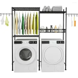 Laundry Bags Adjustable Wire Shelf Room Organiser Storage Rack With Rotatable Hooks Crossbar Design Clothes Drying And Towel