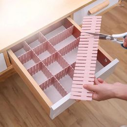 Clothing Storage 4PC Household Multifunctional Drawer Partitions Can Be Cut And Freely Matched With Plastic Partition Racks Shelf Divider