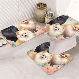 Bath Mats Cute Pet Dog Bathroom Set Non-slip Carpet U-Shaped Toilet Seat Home Decor Super Soft And Absorb Water