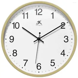 Wall Clocks 10" Round Light Oak Clock With Silent Quartz Movement White Face Black Hands 1 Battery